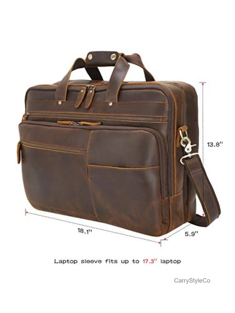 Full Grain Leather Laptop Briefcase 17.3